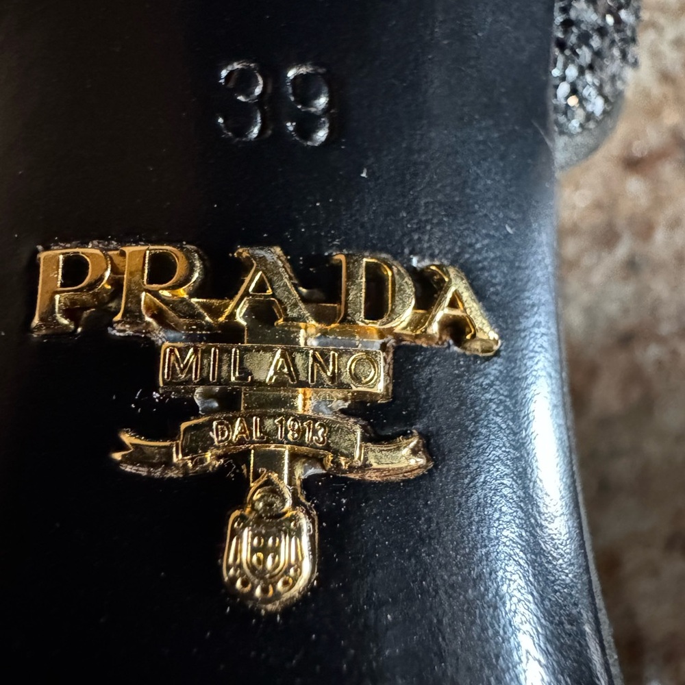 Authentic Prada Crystal Ankle Strap Platform Pumps